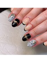 シュシュ(Chou chou)/ブラック&奥行きフラワー