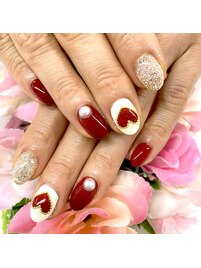 西村/バレンタインハートネイル