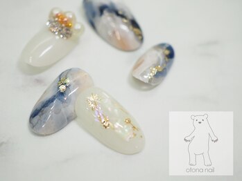 オトナネイル(otona nail)/パールビジュー付夏ネイル