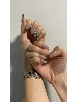 Mネイルアンドカフェ シェレステ/skinny French × Aurora