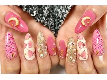 ライトウェーブ 長野駅前店/手書きリボンアートネイル