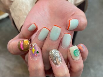 カーティシーネイルズ(curtisii NAILS)/パステルちぐはぐネイル