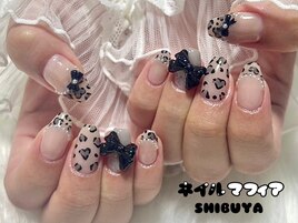 ヒョウ柄ネイル/リボンネイル
