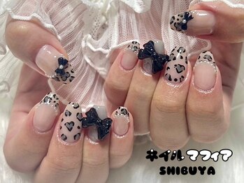 ネイルマフィア 渋谷(NAIL MAFIA)/ヒョウ柄ネイル/リボンネイル