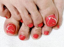 エムネイル(M Nail)/フット・ハート×赤