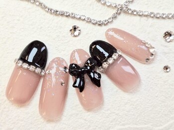 ドルチェネイル(Dolce.Nail)/【ワンホンコース】黒リボン