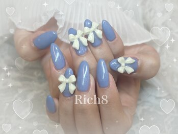 ネイルアンドまつげエクステ リッチエイト 原宿店(Rich8)/ワンカラー×リボン※パーツ追加