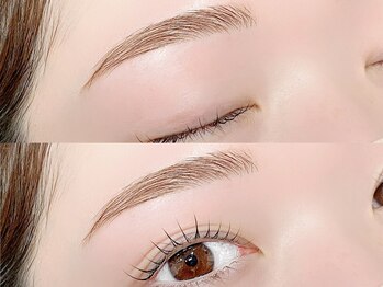 アンダーフェリス ビマユ(UNDER feliz×BIMAYU)の写真/当店人気メニュー【眉WAX+似合せラッシュリフト(シャンプー/コート付)￥8000～】鎮静パック&眉メイク込み◎