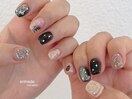 ブラック×韓国ガーリーネイル