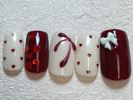 リボンハートネイル