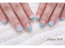 プリモネイル(PrimoNail)/爽やかブルー×ハーフフレンチ