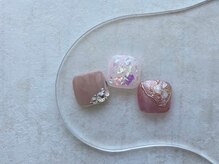 ネイルアイラッシュサロン ジョアアンジェ 難波店(joie ange)/フット　ニュアンス　韓国風