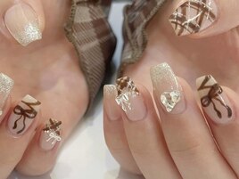 ブラウンチェックリボン　￥8300