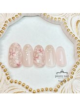 ピオニーネイル(peony nail)/7月新作　ふんわりフラワー