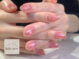 ・シアーピンク×ラメフレンチ