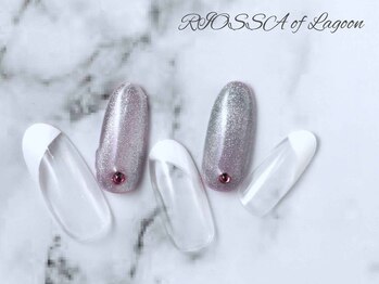 リオッサ オブ ラグーン(RIOSSA of Lagoon)/マットネイルｘ斜めフレンチ