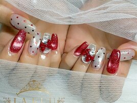 ドット×リボンネイル