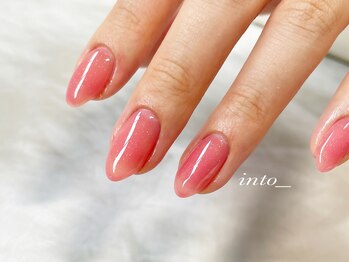 ネイルサロン イントゥ(into_)/ピンク　ワンカラー　ラメ