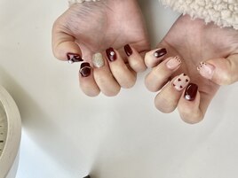 ツイード×ハート/冬ネイル