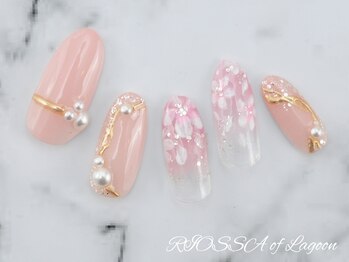 リオッサ オブ ラグーン(RIOSSA of Lagoon)/押し花ｘ春お花ネイル☆ミラー