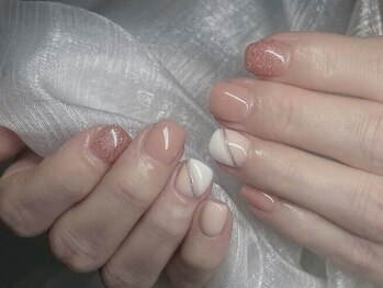 ネイルズバー 新宿店(Nails Bar)/ヌードピンク×ホワイトライン