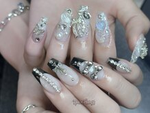 ダークハニー 池袋店(Dark Honey)/ブラックシルバーフレンチネイル