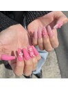 ピンク　シンプルネイル