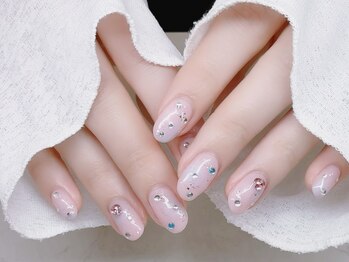 フォフォネイル 自由が丘(Fofo nail)/ちゅるんピンクグラデ×ビジュ