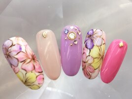 水彩フラワーネイル♪￥8200