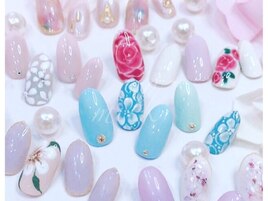 milk春のフラワーネイル