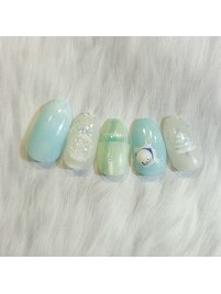 雪だるまがかわいい定額ネイル