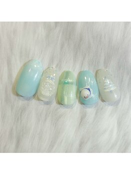 雪だるまがかわいい定額ネイル