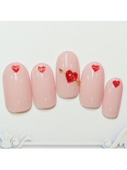 ハートバレンタインミラーネイル