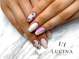 N-100 大人オーロラ押し花ネイル