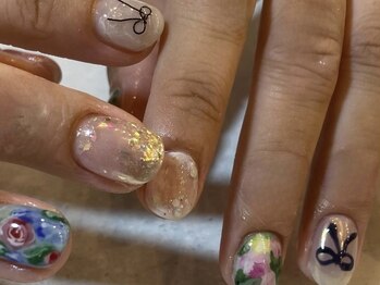 アイネイルズ 天神今泉店(I-nails)/【yuka.t】お花ニュアンス