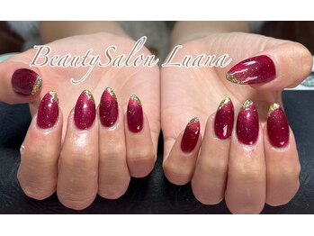 ボルドー/斜めラメフレンチ