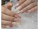 リボン&チェックネイル