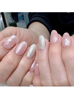 桜きらめくピンクネイル