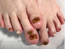 ネイルアトリエルカ(nail atelier LUCA)/W-346 べっこうネイルで秋フット