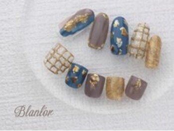 ブランロール 中目黒店(Blanl'or)/格子柄ゴールドネイル