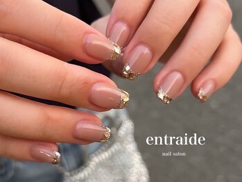 アントレッド(entraide)/キラキラガラスフレンチネイル
