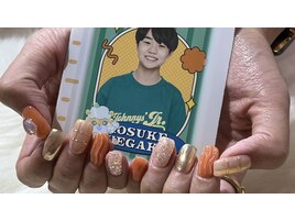 オレンジ推しモチーフネイル