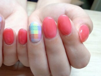 アミュリー ネイル アトリエ(Amury nail atelier)/シアー チェック レッド 大人