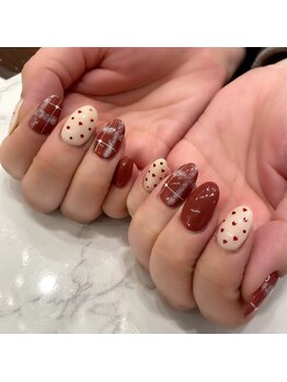 ハーティーネイル hearty nail 溝の口店/ハート/ホロ/ドット/チェック/赤