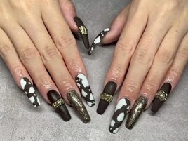 マットネイル/牛柄ネイル/リング