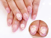 ネイルコレクション ベビーピンク(Baby Pink)/ジェル定額￥8990/３Ｄフラワー