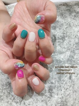 プライベート ネイルサロン マーマ(murmur)/カラフルフラワー