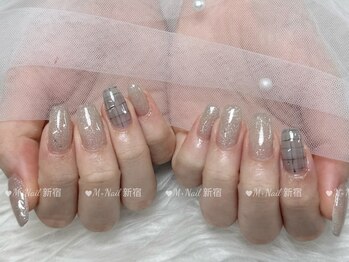 エムプラスネイル 新宿(M+Nail)/可愛いチェック柄