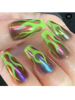 クロスネイル 渋谷店(CROSS nail)/手描きファイヤーネイル