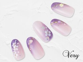 シックな夜桜ネイル